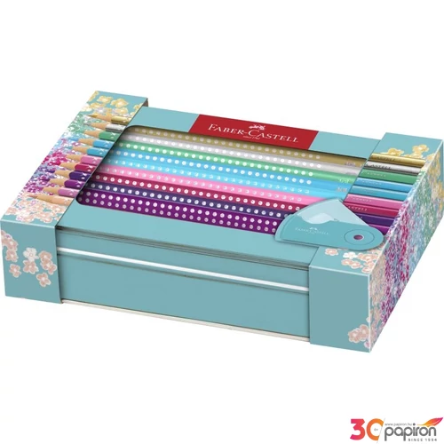 Faber-Castell színes ceruza 20db Sparkle készlet + Sleeve hegyező 201641 FC-Faber-Castell Sparkle szett 20