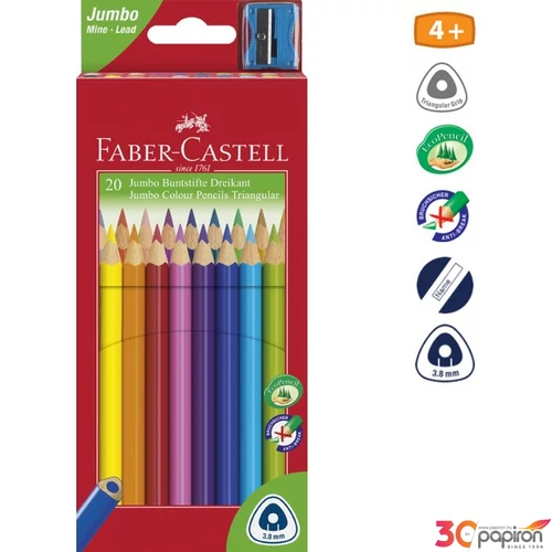 Faber-Castell színes ceruza 20db Grip Junior Triangular+hegyező. 116 520
