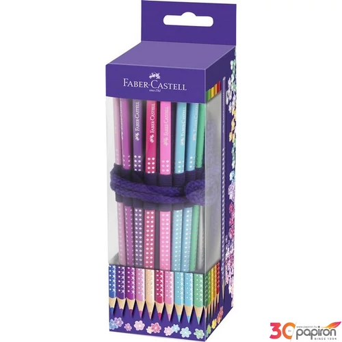 Faber-Castell színes ceruza 20db SPARKLE + SPARKLE lila grafitcer Sleeve mini hegyező tekercses tolltartób
