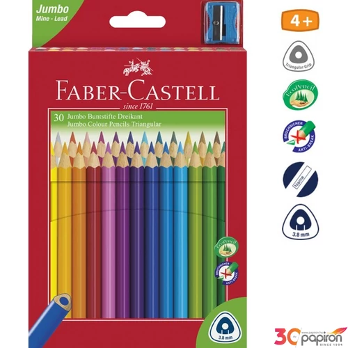 Faber-Castell színes ceruza 30db Grip Junior Triangular+hegyező. 116530