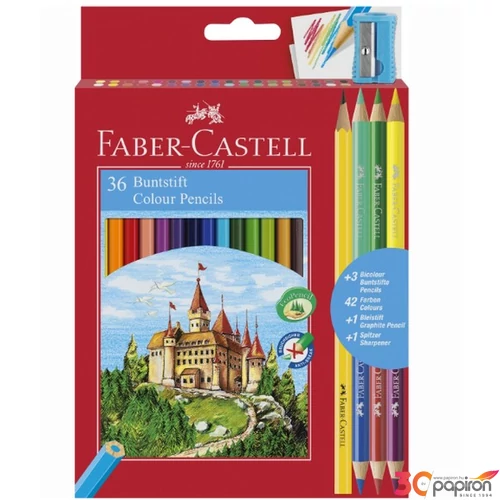 Faber-Castell színes ceruza 36+3 +1 darabos. vár várak törésállóheggyel 110336