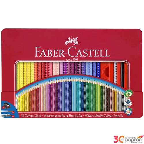 Faber-Castell színes ceruza 48db Grip Akvarell fémdobozos 112448 grafitceruza+ecset+hegyező 112448