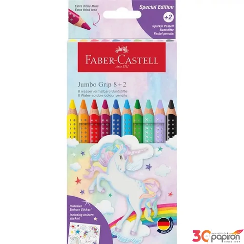 Faber-Castell Színesceruza 8+2db-os készlet  GRIP Jumbo UNIKORNIS háromszögletű + matrica