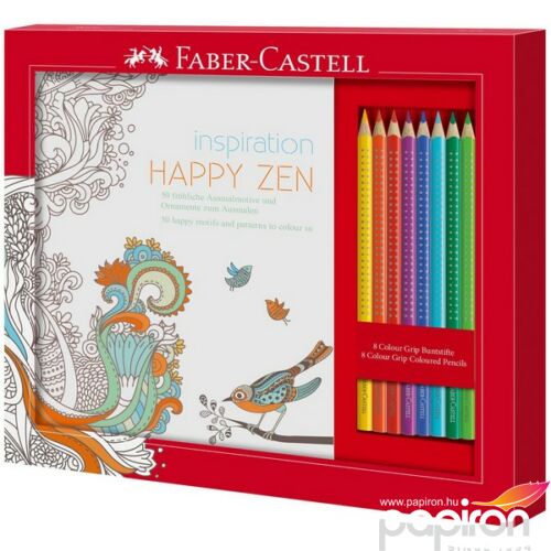 Faber-Castell színező szett HAPPY ZEN+8db Grip Színes ceruza fémdobozban 201433