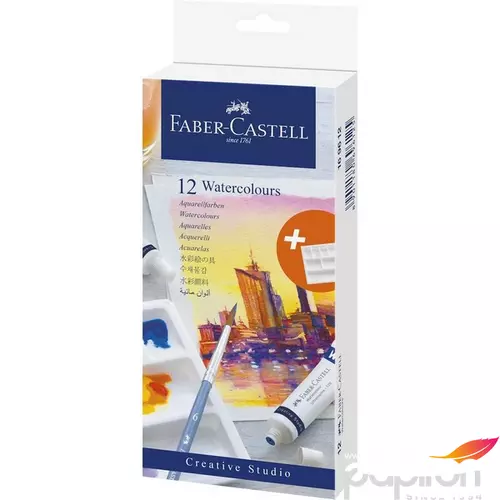 Faber-Castell vízfesték készlet, 12db-os tubusos 12x9ml keverő paletta, Creative Studio