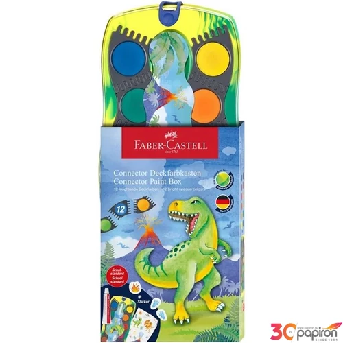 Faber-Castell Vízfesték szett 12db-os DINOSZAURUSZ  fehér tempera + matrica
