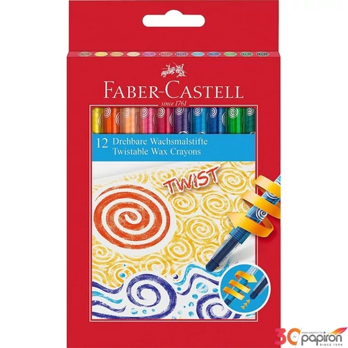 Faber-Castell Zsírkrétakészlet 12db-os hengeres műanyag csavarható test 120003