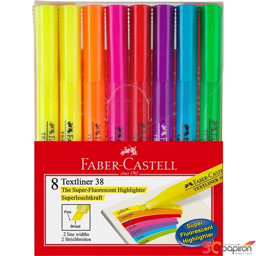 Faber-Castell Szövegkiemelő 8db Készlet 38 Super Fluorescent 2klf. Hegyvastagság 158131