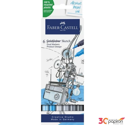 Faber Castell filctoll készlet AG- kétvégű alkoholos filctoll 6db-os Goldfaber Sketch"Termék tervezés"