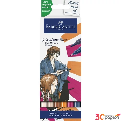 Faber Castell filctoll készlet Art and Graphic kétvégű alkoholos 6db-os GOLDFABER SKETCH "MANGA