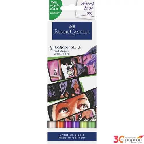 Faber Castell filctoll készlet Art and Graphic kétvégű alkoholos 6db-os GOLDFABER SKETCH "KÉPREGÉNY