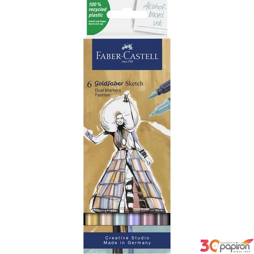 Faber Castell filctoll készlet Art and Graphic kétvégű alkoholos 6db-os GOLDFABER SKETCH "DIVAT