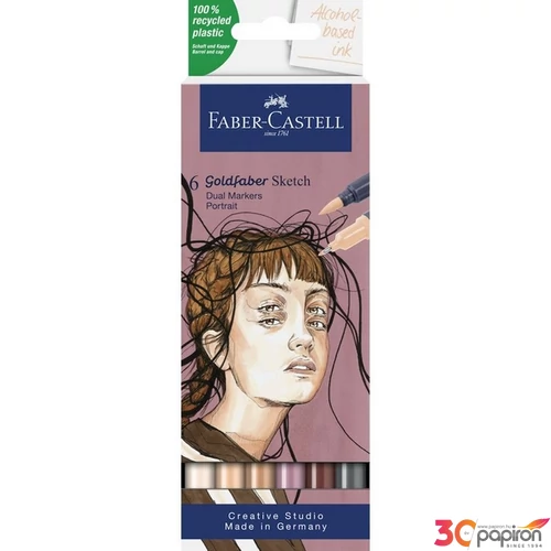 Faber Castell filctoll készlet Art and Graphic kétvégű alkoholos 6db-os GOLDFABER SKETCH "PORTRÉ 164812