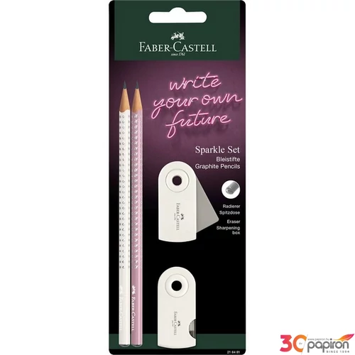 Faber Castell grafitceruza 2db-os SPARKLE + Sleeve hegyező Sleeve radír rózsa árnyékok/kókusztej 21