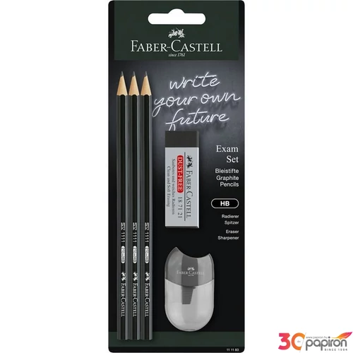 Faber Castell grafitceruza 3db-os 1111 HB fekete testű radír +hegyező BL.