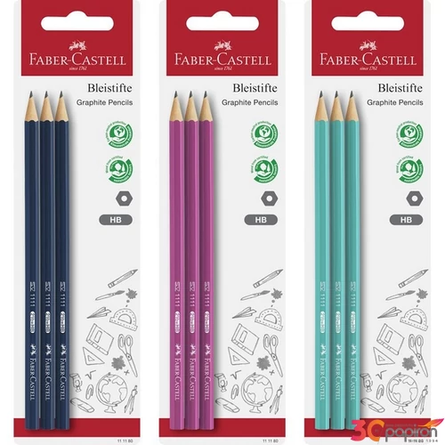 Faber Castell grafitceruza 3db-os 1111 HB színes testű BL.
