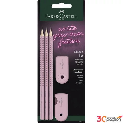 Faber Castell grafitceruza 3db-osGRIP 2001 (B) + Sleeve minihegyező Sleeve mini radír rózsa árnyékok BL.2024