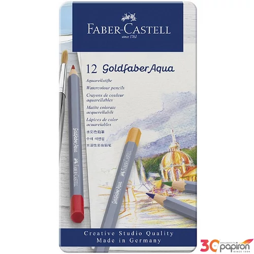 Faber-Castell művészceruza 12db AG-ceruza Goldfaber aquarell fém dobozban 114612