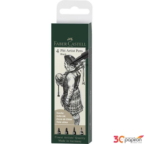 Faber Castell művész filctoll 4db-os PITT 199 fekete (1,5mm;C;B;FM)