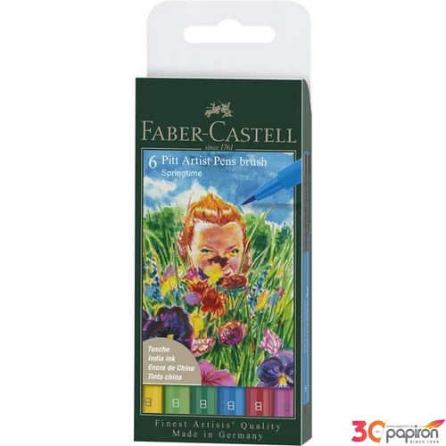 Faber Castell művész filctoll 6db-os PITT Brush TAVASZ B-s hegyvastagság 167177