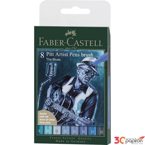 Faber Castell művész filctoll 8db-os PITT Brush "BLUES B-s hegyvastagság