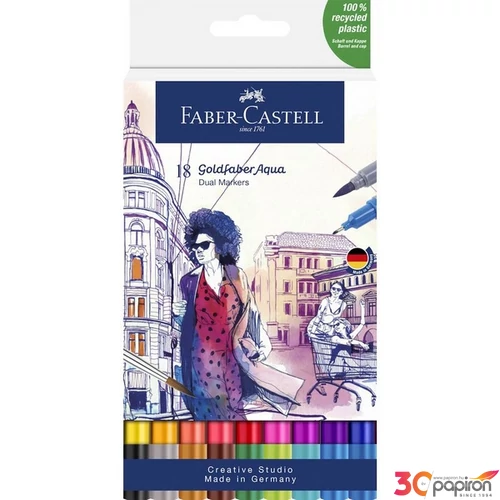 Faber Castell művész filctoll AG-Kétvégű aquarell filctoll 18db-os Goldfaber Aqua