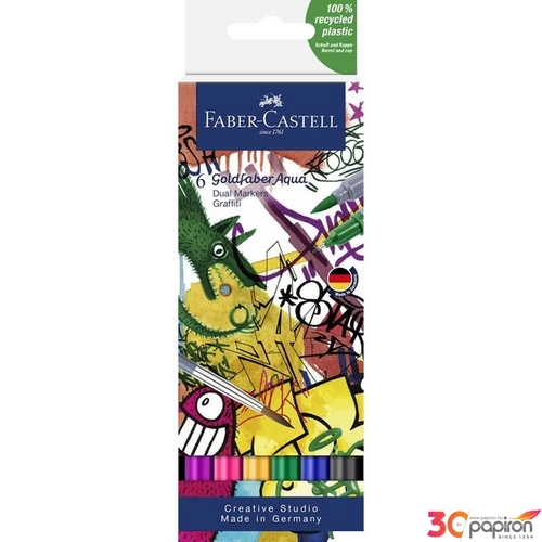 Faber Castell művész filctoll AG-Kétvégű aquarell filctoll 6db-os GRAFFITI Goldfaber Aqua
