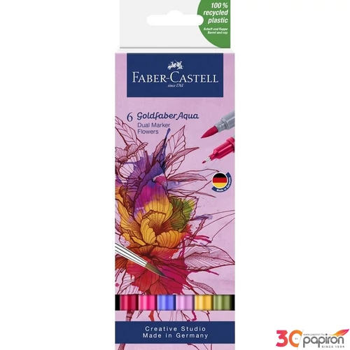 Faber Castell művész filctoll AG-Kétvégű aquarell filctoll 6db-os VIRÁGOK Goldfaber Aqua