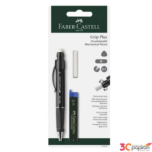Faber Castell nyomósiron 0,7mm GRIP PLUS + ironbetét B + radírbet 130997