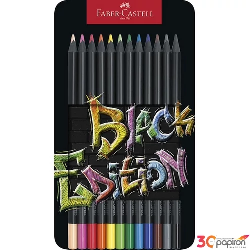Faber Castell színes ceruza 12db-os Black Edition fekete test fém dobozban