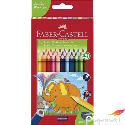 Faber-Castell színes ceruza 24db-os háromszögletű Jumbo+hegyező 116524