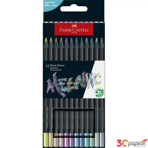 Faber Castell színes ceruza készlet 12db-os Black Edition fekete testmetál 2024