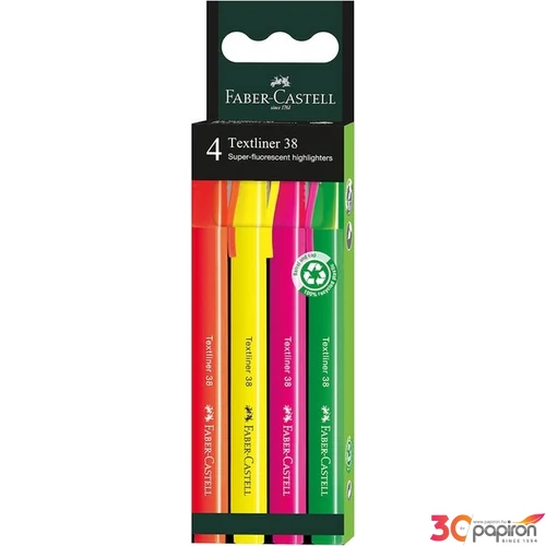 Faber Castell szövegkiemelő készlet 4db-os 38 Fluo 2024 rózsaszín,sárga,narancs,zöld