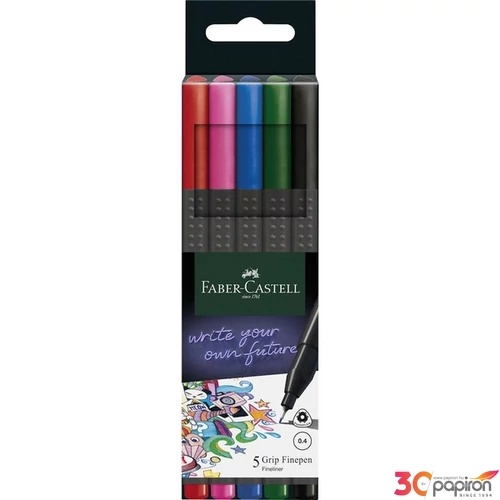 Faber Castell tűfilc készlet 5db-os 0,4mm GRIP alap színek