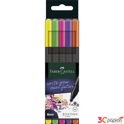 Faber Castell tűfilc készlet 5db-os 0,4mm GRIP neon