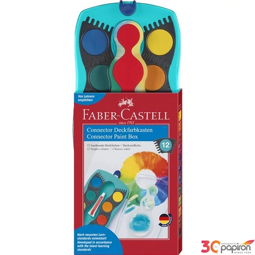 Faber Castell vízfesték 12db-os összeilleszthető türkiz+tempera
