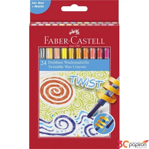 Faber-Castell zsírkréta 24db csavarható mechanikával (5neon szín+aran prémium minőségű termék 120004