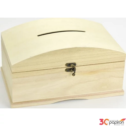 Fa doboz lakodalmi persely natúr 30x19, 5x15cm-es, pénznyílással GRAVÍROZHATÓ! CRL3242