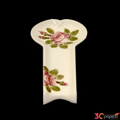 Fakanáltartó Porcelán 12,5x25x3cm Rózsás romantikus kézzel festett
