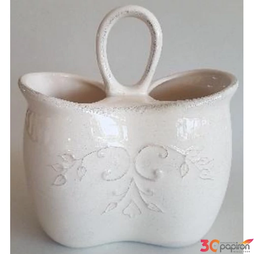 Fakanáltartó Porcelán 17x9,5x20cm antik csipkés dupla kézzel festett