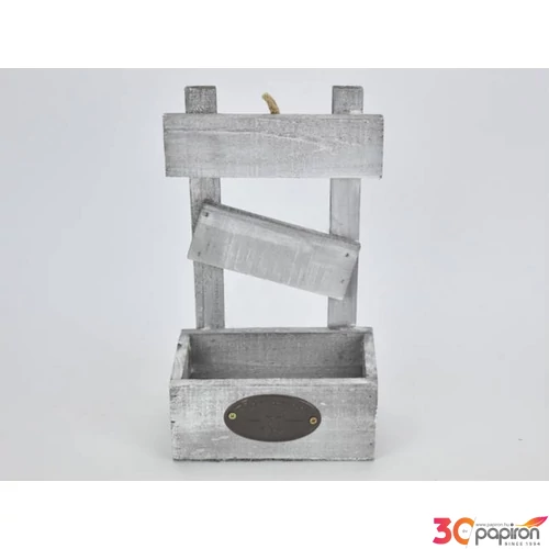 Fali raklapos tároló fából szürke 17x11x29, 5cm-es CRL7463 [5998997713292]