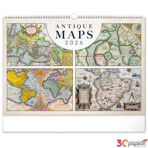 Falinaptár 2026 Antique Maps, 48×33 cm Realsystem 2026 kollekció!