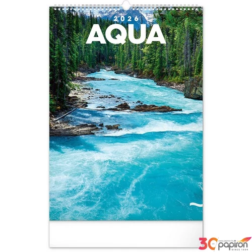 Falinaptár 2026 Aqua spirálos 33×46cm Realsystem 2026 kollekció!