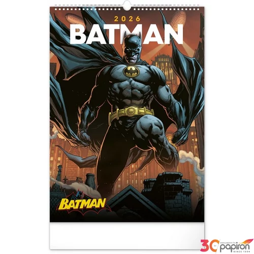 Falinaptár 2026 Batman Dark spirálos 33×46cm Realsystem 2026 kollekció!