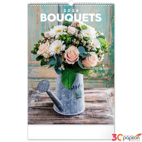 Falinaptár 2026 Bouquets spirálos 33×46cm Realsystem 2026 kollekció!