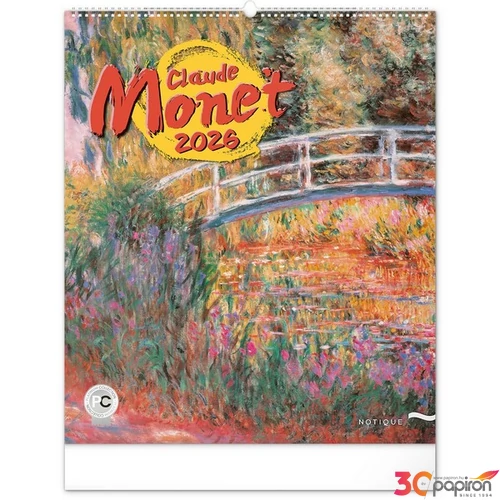 Falinaptár 2026 Claude Monet spirálos 48×56cm Realsystem 2026 kollekció!
