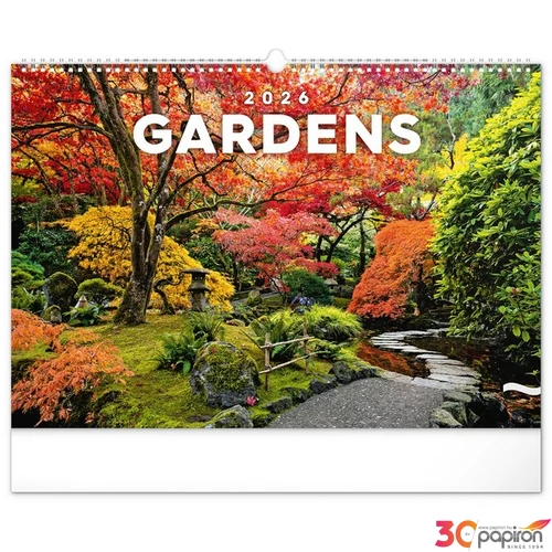 Falinaptár 2026 Gardens spirálos 48×33cm Realsystem 2026 kollekció!