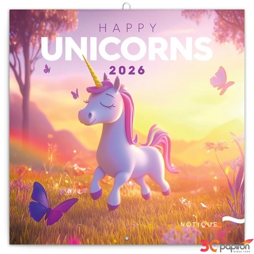 Falinaptár 2026 Happy Unicorns 6097-HU lemeznaptár 30x30cm Realsystem 2026 kollekció!