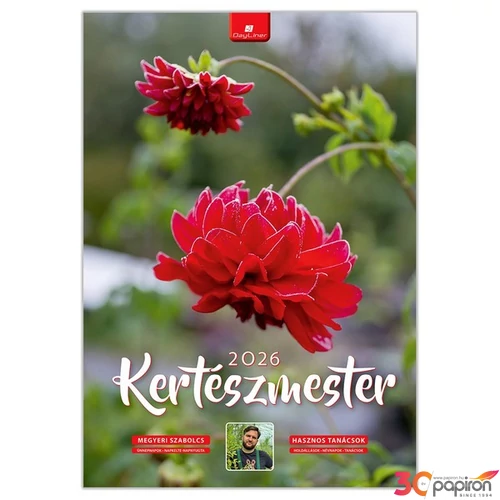 Falinaptár 2026 Kertészmester magyar névnapokkal 34x48,5cm Realsystem 2026 kollekció!