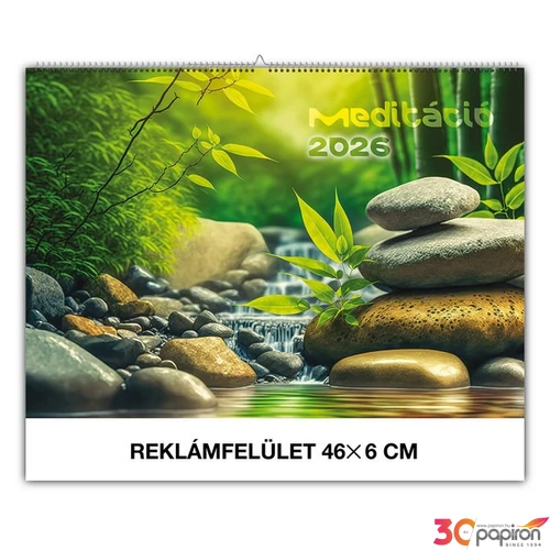 Falinaptár 2026 Meditáció magyar névnapokkal 46x32cm Realsystem 2026 kollekció!